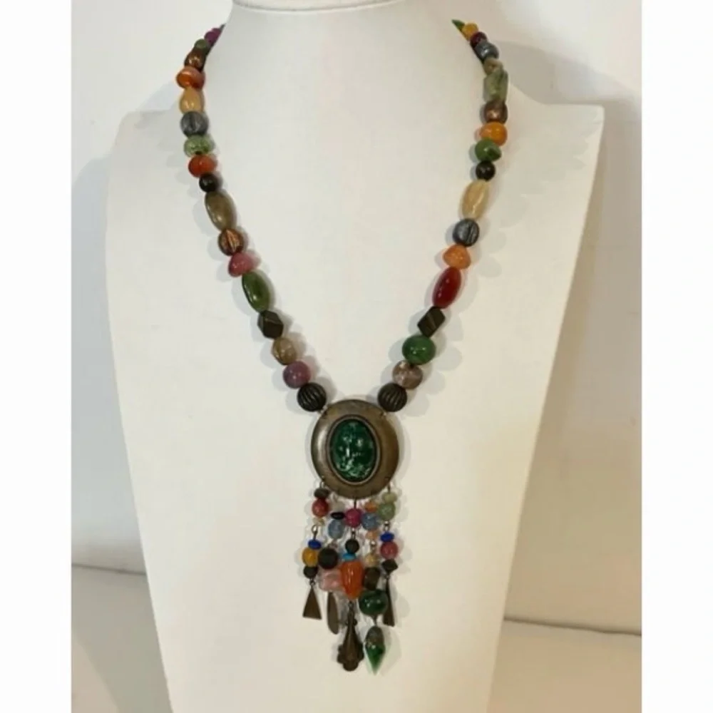 Vintage early‎ 1900s beaded pendant Necklace 18